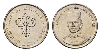 Бруней 5 сенов 2004 Хассанал Болкиах KM 35 медно-никель UNC 112-425