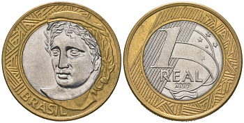 Бразилия 1 реал 2009 KM 652a биметалл UNC 4619-317