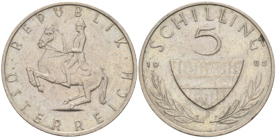 Австрия 5 шиллингов 1985 KM 2889a медно-никель 4116-957