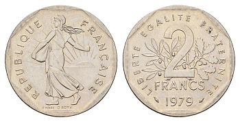 Франция 2 франка 1979 сеятель KM 942.1, Le Franc 272.3 никель 3459-826