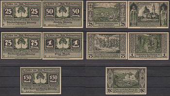 Лан полный набор из 5 нотгельдов (25, 50 и 75 пфеннигов; 1 и 1,5 марки) 1922 DeNG 2 756.1 бумага UNC (пресс) 7556-46-3-2