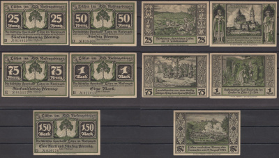 Лан полный набор из 5 нотгельдов (25, 50 и 75 пфеннигов; 1 и 1,5 марки) 1922 DeNG 2 756.1 бумага UNC (пресс) 7556-46-3-2
