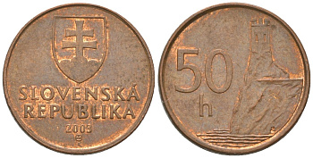 Словакия 50 геллеров 2003 MK KM 35 сталь плакировнная медью 4164-713