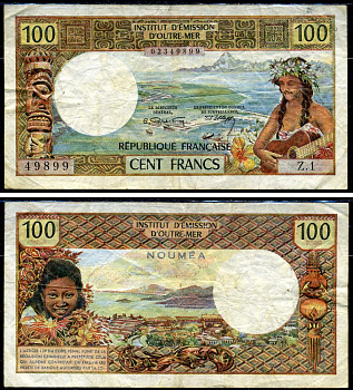 Новая Каледония 100 франков (1971-1977) Pick 63 бумага 8564-36-2-2