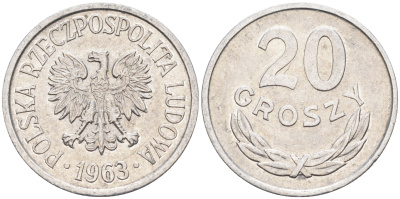 Польша 20 грошей 1963  KM А47 алюминий    4174-667