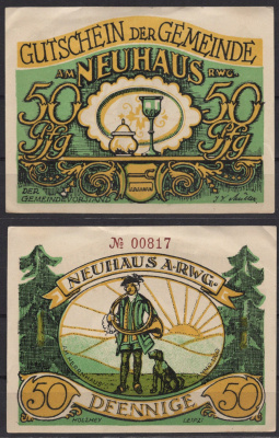 Германия, Нойхаус-ам-Реннвег 50 пфеннигов 1922 Нотгельд бумага 7555-51-3-2