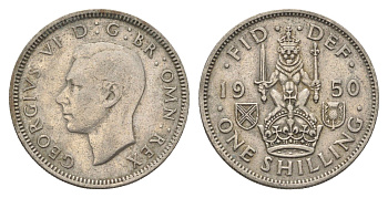 Великобритания 1 шиллинг 1950 Георг VI (1936-1952), Шотландский герб KM 877, Spink 4109 медно-никель 4663-154