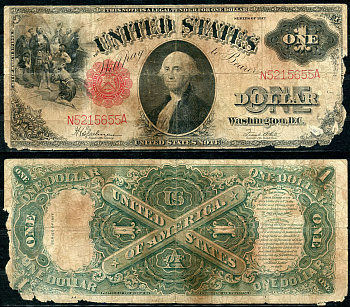 США 1 доллар 1917 высадка Колумба, Джордж Вашингтон, Speelman, White Pick 187 (5)  бумага   451-757-1-1