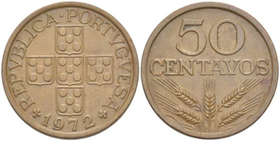 Португалия 50 сентаво 1972 KM 596 бронза 4513-1225