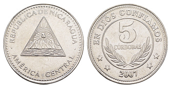 Никарагуа 5 кордоб 2007 KM 90a сталь плакированная никелем UNC 4641-425