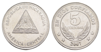 Никарагуа 5 кордоб 2007 KM 90a сталь плакированная никелем UNC 4641-425