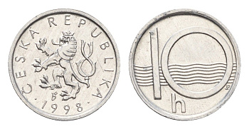 Чехия 10 геллеров 1998 KM 6 алюминий UNC 192-551