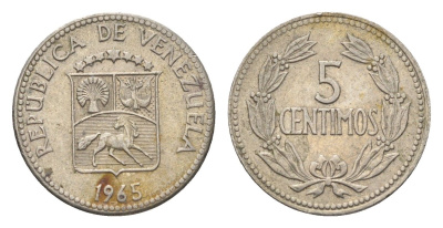 Венесуэла 5 сентимо 1965 Y 38.2 медно-никель 4664-652
