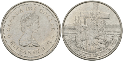 Канада 1 доллар 1984 Жак Картье KM 141 никель UNC 97-146