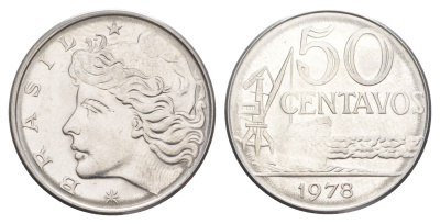Бразилия 50 сентаво 1978 KM 580b нержавеющая сталь UNC 4642-1135