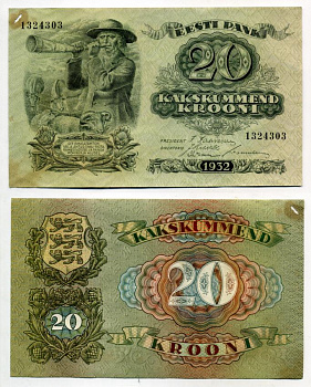 Эстония 20 крон 1932 пастух Pick 64 a бумага 7457-35-2-2
