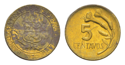 Перу 5 сентаво 1972  KM 244.2 латунь    4659-535