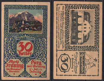 Австрия, Ирднинг 30 геллеров (1919-1934) Нотгельд, гора Гримминг Jaksc/Pick 0416-30 бумага 7555-4-2-1