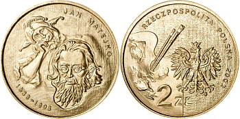Польша 2 злотых 2002 MW, Ян Матейко (1838-1893), художник KM 444 нордик UNC 4531-325
