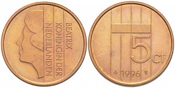 Нидерланды 5 центов 1996 Беатрикс (1980-2013) KM 202 бронза 4547-819