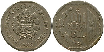 Перу 1 соль 1992 LIMA KM 308.1, Schon 107 медь цинк никель 4543-313