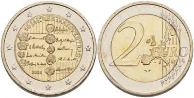 Австрия 2 евро 2005 50 лет подписания договора о нейтралитете Австрии KM 3124 биметалл UNC 1087-9-43