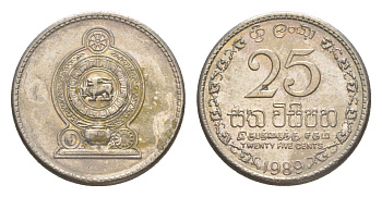Шри-Ланка 25 центов 1989 KM 141.2 медно-никель 4614-1126