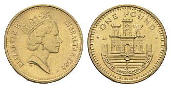 Гибралтар 1 фунт 1988 KM 18 никель латунь 4666-341