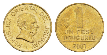 Уругвай 1 песо 2007 KM 103.2 алюминиевая бронза 4649-761