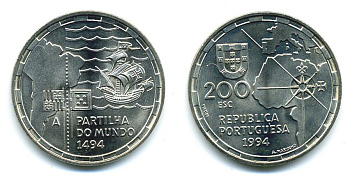 ПОРТУГАЛИЯ 200 ЭСКУДО 1994 РАЗДЕЛ МИРА KM 672 медно-никель UNC 58-735