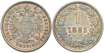 АВСТРИЯ 1 КРЕЙЦЕР 1885 БОЛЬШОЙ ОРЁЛ КМ 2187 медь 201-263
