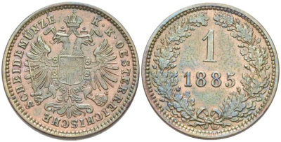 АВСТРИЯ 1 КРЕЙЦЕР 1885 БОЛЬШОЙ ОРЁЛ КМ 2187 медь 201-263