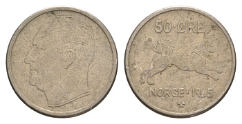 Норвегия 50 эре 1965 Улаф V (1957-1991) KM 408 медно-никель 4635-433