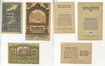 Австрия набор из 3 банкнот 1920 до 31 декабря 1920, нотгельд, 10, 20, 50 геллеров, SONNNTAGBERG   бумага  XF 7555-4-3-2