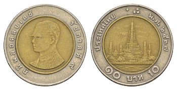 Таиланд 10 бат 1994 BE 2537, Рама IX (1946-2016) Y 227 биметалл 4648-1124