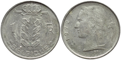 Бельгия 1 франк 1972 Belgique, Бодуэн I (1951-1993) KM 142.1 медно-никель 4395-513