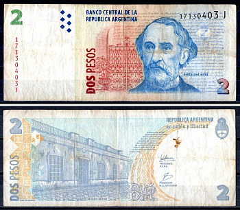 Аргентина 2 песо 2002 Pick 352 (5) бумага 6300-11-1-1