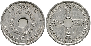 НОРВЕГИЯ 1 КРОНА 1949 ХОКОН VII (1905-1957) KM 385 медно-никель 32-325