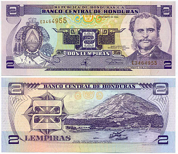 Гондурас 2 лемпира 1994 Марко Аурелио Сото, президент Pick 72 c бумага UNC (пресс) 8592-24-2-2