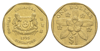 Сингапур 1 доллар 1995 KM 103 алюминиевая бронза 4638-1231