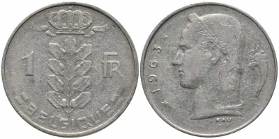 Бельгия 1 франк 1963 Belgique, Бодуэн I (1951-1993) KM 142.1 медно-никель 4175-252