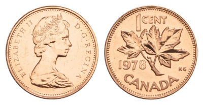 Канада 1 цент 1978 Елизавета II (1952-2022), кленовый лист KM 59.1 бронза PROOF-LIKE (BU) 4630-927
