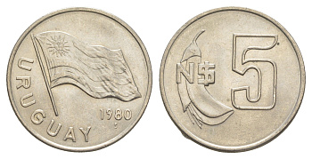 Уругвай 5 песо 1980 KM 75 медь цинк никель UNC 4637-424