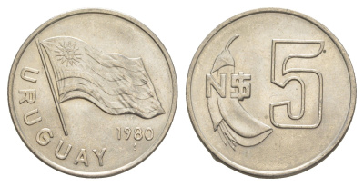 Уругвай 5 песо 1980 KM 75 медь цинк никель UNC 4637-424