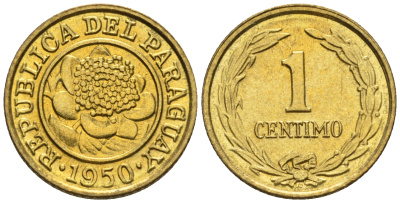 Парагвай 1 сентимо 1950  KM 20 алюминиевая бронза  aUNC  220-1024