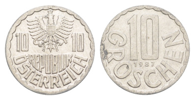 Австрия 10 грошей 1987 KM 2878 алюминий 4147-555
