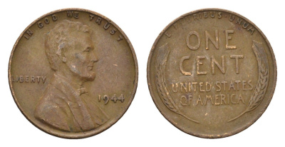 США 1 цент 1944 Линкольн KM A132 латунь 4674-714