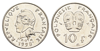 Французская Полинезия 10 франков 1998 KM 8 никель UNC 4666-522