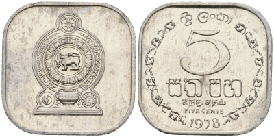 Шри-Ланка 5 центов 1978 KM 139a алюминий 4136-549