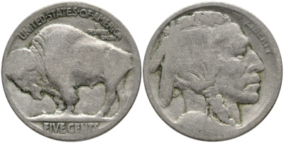 США 5 центов ND индеец, бизон KM 134 медно-никель 4175-726